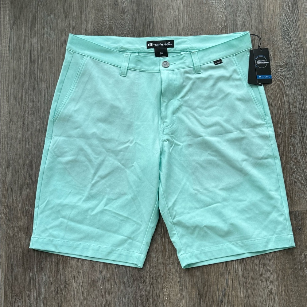 NWT Travis Matthew Mens Size 34 Sand Harbor Golf Shorts Stretch Mint Green $89